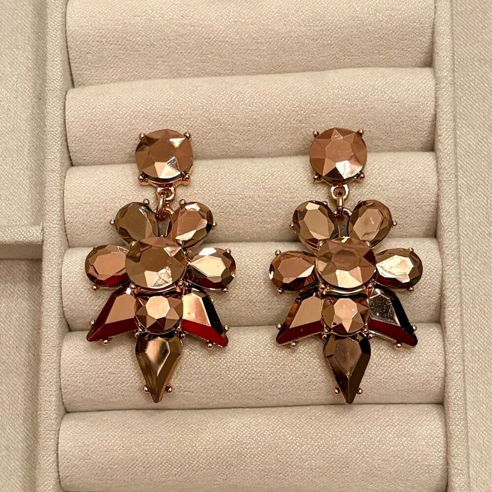 J.Crew | Cluster Drop Earrings | Metallic Rose Gold | 2” Length